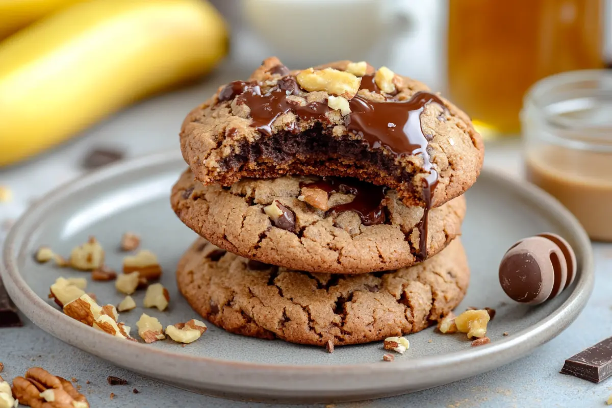 Bowl of freshly baked protein cookies with ingredients like protein powder and nut butter