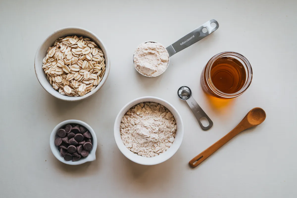 Plate of homemade protein cookies with various ingredients