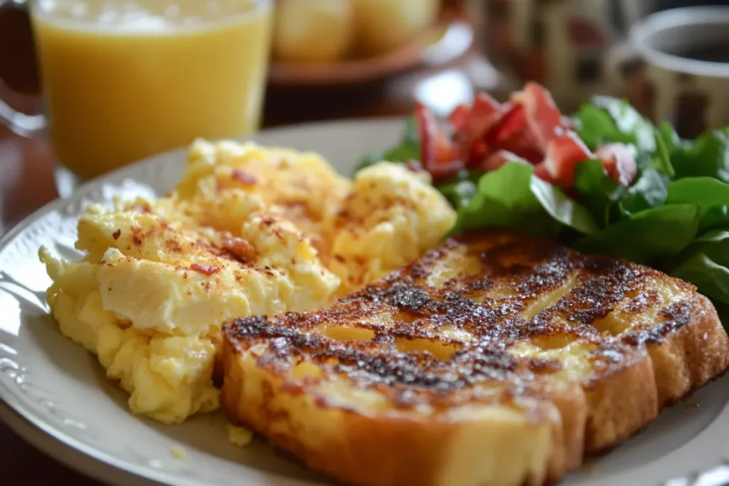 Golden-brown French Toast with butter and fresh berries.