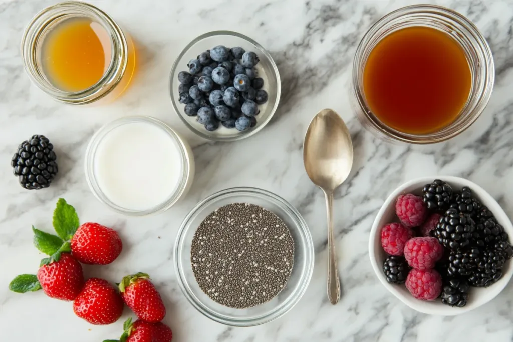 Chia pudding with fresh berries and nuts