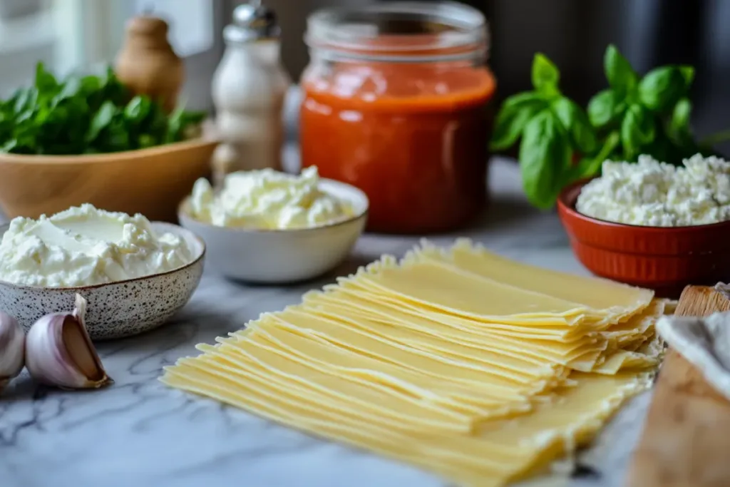 A delicious slice of lasagna with layers of meat sauce, ricotta, and melted cheese