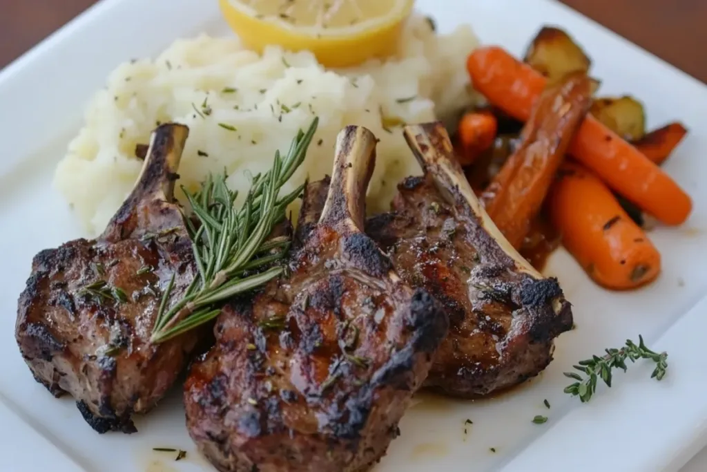 Juicy lamb chops with rosemary and garlic