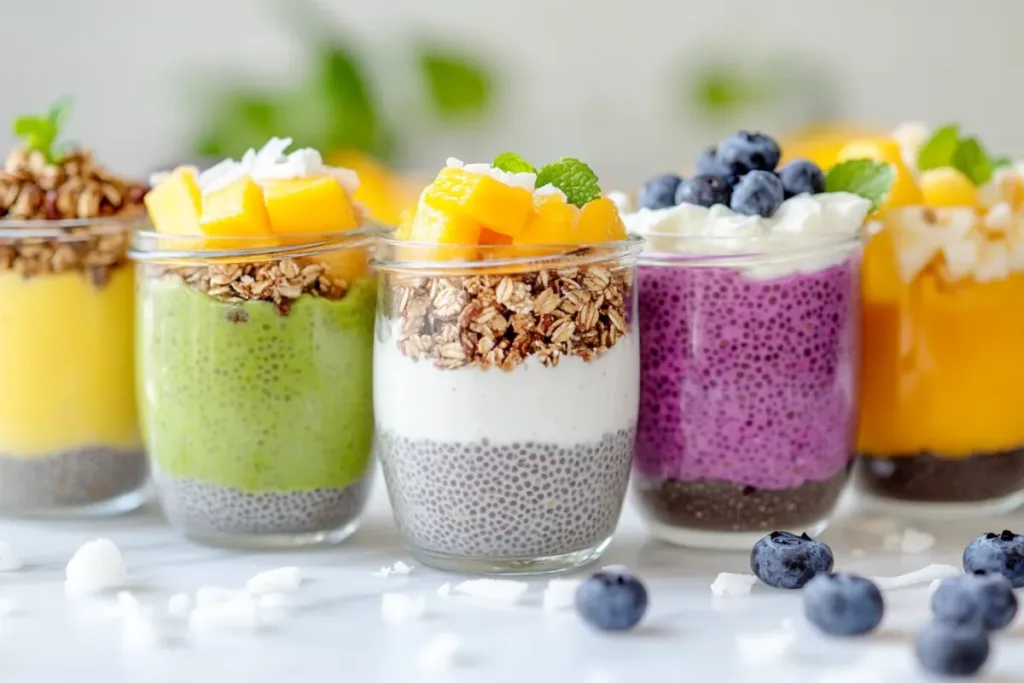 Chia pudding with fresh berries and nuts