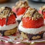 Strawberry Cheesecake Bites with Creamy Filling and Graham Cracker Topping